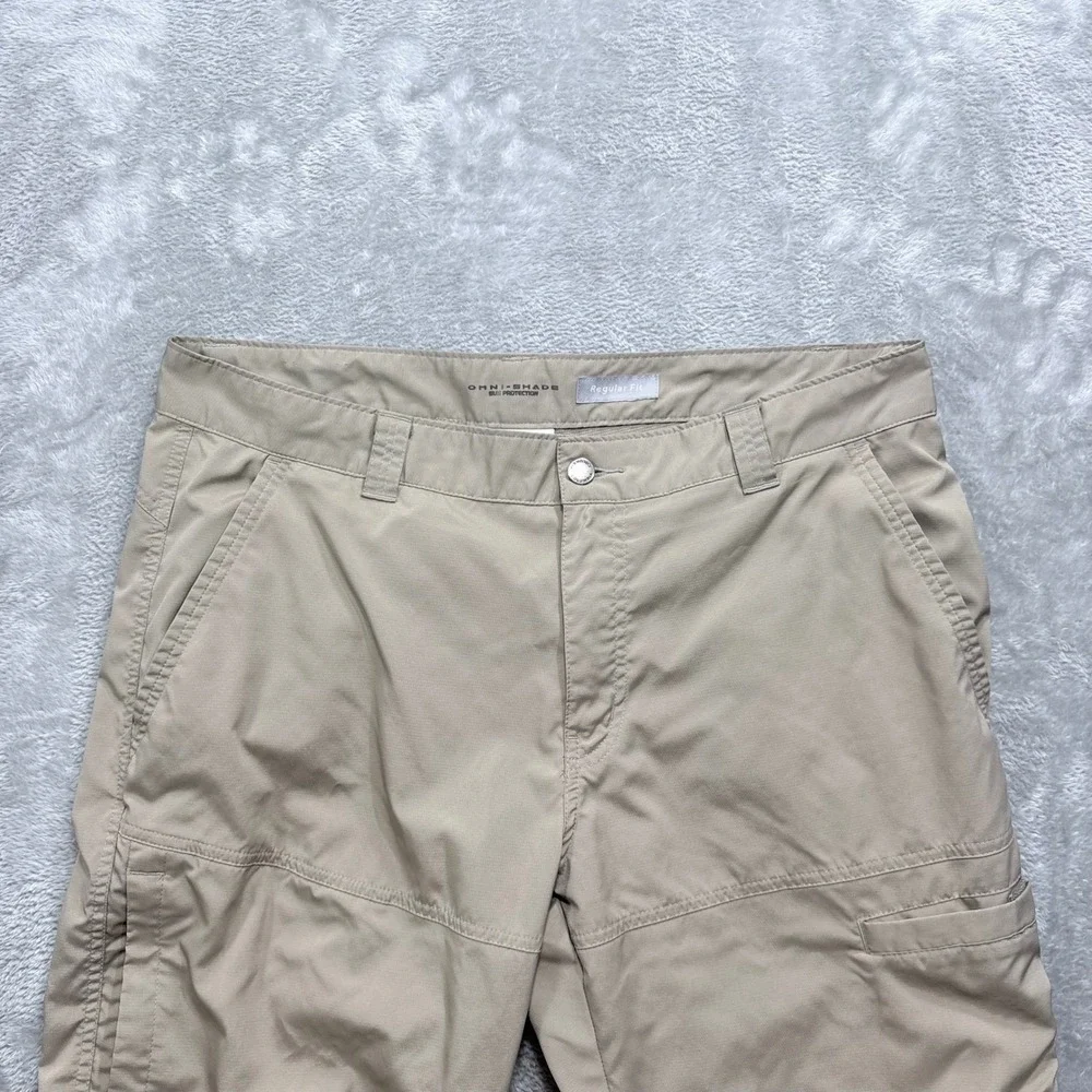 Columbia Hiking Pants Mens 36x30 Tan‎ Omni-Shade Regular Fit Outdoor Utility